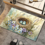 Ry&scaron;kus Akvarelinis Pauk&scaron;čių Lizdas Viryklės Dangtis - Mėlynosios Zylės ir Levandos Gėlės., 50*150cm