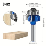 Medienos frezavimo antgalis su guoliu, 8mm kotas, R2, 8 mm XR2