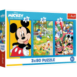 Dėlionės Trefl The Mickey Mouse Team (Peliuko Mikio Komanda) 5+m 3x80 detalių, edukacinis linksmumas