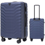 Vidutinio dydžio kieta lagaminas Wings PEA01-M, 63L, mėlynas, keturi ratai, užraktas, unisex geometric dizainas