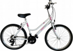 Aliuminis dviratis baltas 24" su Shimano pavaromis 18 bėgių
