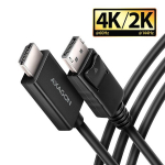 Axagon Vaizdo Kabelio Adapteris RVD-HI20C2 1.8m, 4K/60Hz, DisplayPort 1.4, HDMI 2.0b, HDCP 2.3, juodas