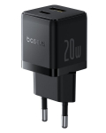 Įkroviklis ne&scaron;iojamam kompiuteriui Sieninis įkroviklis Palm 20W USB + USB-C QC3.0 PD3.0 su USB-C kabeliu 1m, juodas