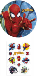 Dekozauber24 Spiderman valgomos tortų dekoracijos 20 cm + 12 x valgomos keksiukų dekoracijos, vegetari&scaron;kos, be cukraus, be glitimo, torto dekoracija vaikų gimtadienio vakarėliams, 2 vnt. rinkinys