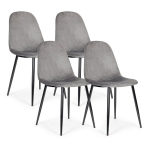 4 aksominių kėdžių rinkinys valgomajam ir svetainei - pilka