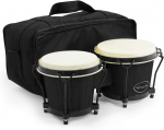 World Rhythm Bon7 bongos 6 colių ir 7 colių pradedančiųjų ąžuoliniai bongo būgnai - matiniai juodi bongos su pamink&scaron;tintu dėklu, Bon7-bk