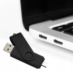 Nventi Pendrive Usb ir Usb-c 8 Gb 2.0 ne&scaron;iojamas atminties diskas, juodas