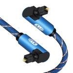Emk dvigubas stačiakampio kampo optinis audio kabelis Toslink kabelis kampinis Spdif optinis kabelis skaitmeninis audio &scaron;viesolaidinis kabelis 90 laipsnių Toslink audio kabelis soundbar'ui, televizoriui, Dac, garsiakalbiui, mėlynas (3 m)