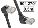 Patchcord Kat.6a Pimf ekranuotas Rj45-rj45 1:1 kampinis 90st-270st 0.5m