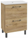 DomoDomo Vonios spintelė su praustuvu ir 2 stalčiais 50x80cm Stovinti Ąžuolas Craft