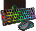 Hxsj V700 žaidimų klaviatūros ir pelės rinkinys, 60% kompakti&scaron;ka klaviatūra, 61 klavi&scaron;as, Tkl i&scaron;dėstymas, Rgb ap&scaron;vietimas, optinė žaidimų pelė su 7 mygtukais, 7 spalvų Led lemputė, iki 3600 Dpi, skirta Pc, Mac, juoda