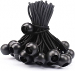Mivide 100 elastinių gumų su kamuoliuku rinkinys, 15 cm, palapinės guminis įtempiklis su kamuoliuku, juodas, guminis įtempiklis su kamuoliuku palapinėms, brezentams, plakatams, stovyklavimui, užuolaidoms, ilgintuvams