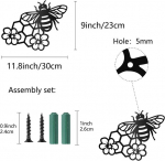 Creatcabin bičių metalo sienų meno dekoras, juodas medus, pakabinamas ant sienos, ornamentas, geležinė viela, sienų menas, gėlių skulptūra, dekoracija, ženklas, minimalistinė sienų dekoracija sodybai, miegamajam, 30 x 23 cm