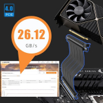 Glotrends 600 mm pcie 4.0 x16 riser kabelis (0->180 laipsnių), suderinamas su pcie gen 4.0 gpu, tokiais kaip rtx4090-rtx3060, rx7900, rx6950xt-rx6500xt ir kt.