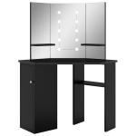 Kampinis Kosmetinis staliukas，Makiažo stalas su LED, juodas, 111x54x141,5cm CFE9374033
