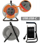50m kabelis 2950W su metaline rite ir USB/Type C