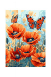 Tapyba pagal numerius 40x50 cm &ndash; Aguonos ir drugeliai, auk&scaron;tos kokybės dažai, be rėmelio
