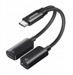 Ugreen Cm821 Usb-c adapter: 2x Usb-c, Hi-fi garsas, 60w greitas įkrovimas