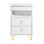 SoBuy Naktinis Staliukas FBT168-W Baltos 40x40x63cm 3 Stalčiai Lentyna