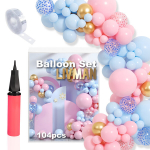 Balionų girliandų rinkinys įvairioms &scaron;ventėms LIVMAN 022 su balionų pripūtimo pompa, 104 vnt.