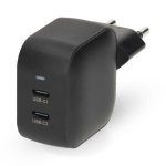 Kambario įkroviklis 2X USB-C, 35W, greitas įkrovimas, juodas