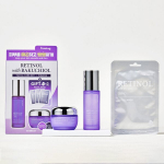 Veido priežiūros rinkinys su retinoliu RETINOL with BAKUCHIOL (kremas, serumas, 3 kaukės)