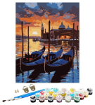 Tapyba pagal skaičius &ndash; paveikslas, dažai, teptukai, rinkinys &bdquo;Venice sunset with boats&ldquo;