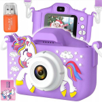 Vaikų skaitmeninis fotoaparatas su LCD ekranu, kamera ir žaidimais, violetinis