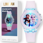 Vaiki&scaron;kas laikrodis su animacinėmis princesėmis LIVMAN KR-3257 su spalvingomis LED lemputėmis