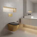 Pakabinamas Wc Dubuo Rea Carlo Mini Tornado Black/Brushed Gold 49X36X37CM