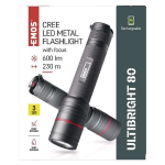 Įkraunamas žibintuvėlis CREE LED, metalas, IP65,600 lm, 230 m, fokusavimas