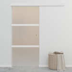 Stumdomos durys, sidabrinės vidaXL, 90x205 cm, aliuminis ir ESG stiklas