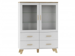 Vitrina Cama Meble Lotta 120 2D4S, balta/ąžuolo spalvos