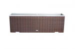 Lauko vazonas i&scaron; poliuretano su aliuminio metalo apdaila, &scaron;viesiai ruda, 150 cm x 39 cm x 50 cm