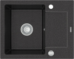 Granitinė virtuvinė plautuvė Mexen Enzo su sifonu, Black granite