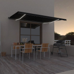 Rankiniu būdu i&scaron;traukiama markizė su led vidaXL, antracito, 500x350cm
