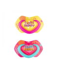 Silikoninis simetrinis čiulptukas Canpol Babies Neon Love, 18 mėn.+, 2 vnt., 22/654_pin