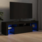 Televizoriaus spintelė su LED ap&scaron;vietimu, 140x35x40 cm, juoda