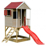 Medinis žaidimų namelis su čiuožykla ir smėlio dėže, Wendi Toys M7R Summer Adventure, raudona, 280 x 197 x 242 cm