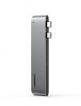 &Scaron;akotuvas 6-in-2 UGREEN CM251 USB-C , skirtas &bdquo;MacBook Air&ldquo; / &bdquo;Pro&ldquo;, pilkas