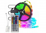 RGB LED juosta 5 m, 5050 su pultu, vandeniui atspari