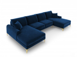 Mink&scaron;tas kampas Mazzini Sofas Madara 6S, tamsiai mėlynas/auksinės spalvos