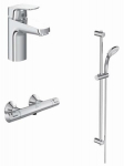 Ideal Standard Ceraflex rinkinys 3IN1: praustuvo mai&scaron;ytuvas Ceraflex Grande su dugno vožtuvu, termostatinis du&scaron;o mai&scaron;ytuvas CERATHERM T25 ir 900 mm du&scaron;o stovas su trijų funkcijų rankine du&scaron;o galva, chromas BD012AA