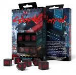 Kauliukų rinkinys Cyberpunk RED Essential juodos ir raudonos spalvos