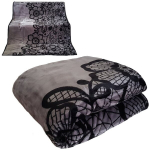 Lovatiesė - pledas KW-111, pilka - juoda, 160 x 210 cm