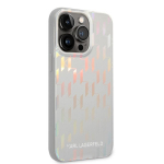 Karl Lagerfeld Iridescent Monogram Case skirtas iPhone 14 Pro Max, sidabrinis