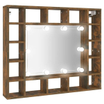 Veidrodinė spintelė su led ap&scaron;vietimu, ąžuolo, 91x15x76,5cm