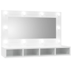 Veidrodinė spintelė su led, balta, 90x31,5x62cm, blizgi