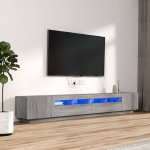 TV spintelių komplektas su LED, Mediena, 3 dalių, pilka ąžuolo spalva
