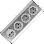 Virtuvės lizdas su 2 Usb įkrovikliais, nerūdijančio plieno, Fs-3